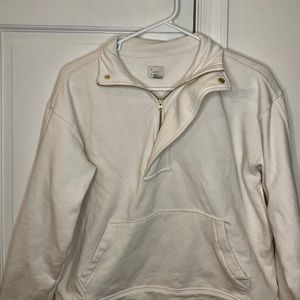 Cream waist length quarter zip sweatshirt size xs